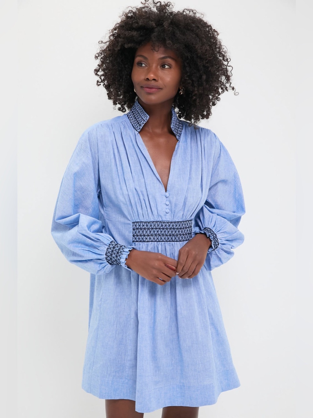 Tuckernuck Aubury Dress Chambray Embroidered Cotton Linen NWT S